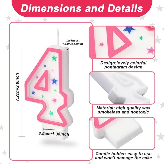 Nuanchu 10 Pcs Number Birthday Candles for Cakes, Polka Dot Colorful 0-9 Numeric Candles for Birthday Cake Decoration, Numeral Topper Decor for Wedding Anniversary Reunions Party Celebrations(Pink)