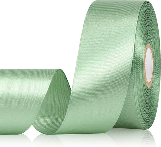 Sage Green Ribbon 1-1/2 Inch 30 Yards Sage Green Satin Ribbon for Flower Bouquet, Fabric Ribbon for Gift Wrapping Crafts Hair Accessories Sewing Wedding Christmas