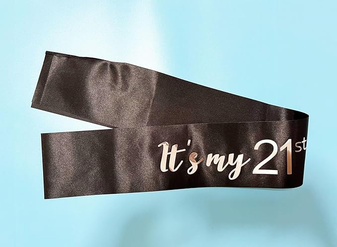 It's My 21st Birthday Sash Black, Birthday Girl Sash Gifts Party Decorations and Supplies, Black with Silver