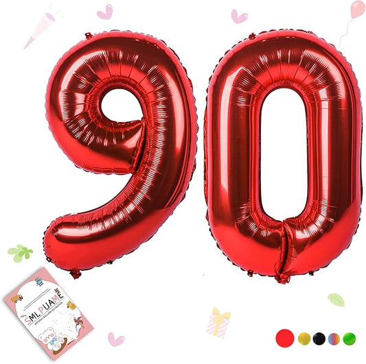 40 inch Number Balloon 0-9 Red Large Number 90 Balloons,Digital Balloons for Birthday Party Celebration Decorations Supplies, Helium Foil Number Balloons for Wedding Anniversary