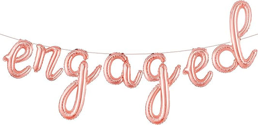 KatchOn Rose Gold Engaged Balloons - 10 Feet, 16 Inch | Engagement Party Decorations | Bachelorette & Bridal Shower Decorations