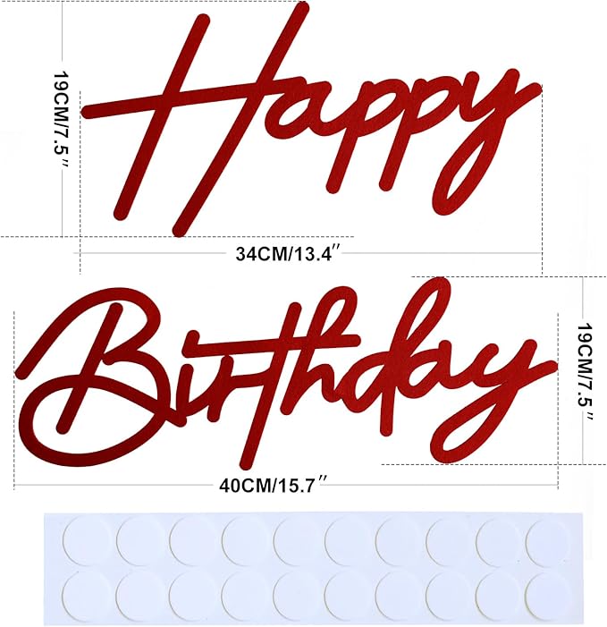 Red Happy Birthday Sign for Backdrop - Felt Happy Birthday Letters for Balloon Arch Party Wall Decor Large Happy Birthday Signs for Boys Girls Women Party Baby Shower Decorations