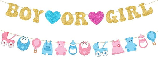 KatchOn, Glitter Boy or Girl Gender Reveal Banner - 10 Feet, No DIY Gender Reveal Backdrop | Boy or Girl Banner for Baby Gender Reveal Decorations | Gender Reveal Signs for Baby Shower Decorations
