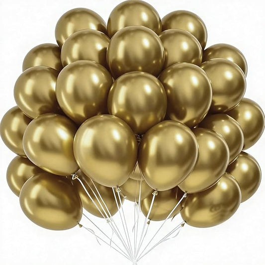 Metallic Gold Balloons 50 pcs 12 Inch Chrome Gold Latex Party Balloons for New Years, Wedding, Bridal Engagement, Baby Shower, Easter, Anniversary, Birthday Party Decorations