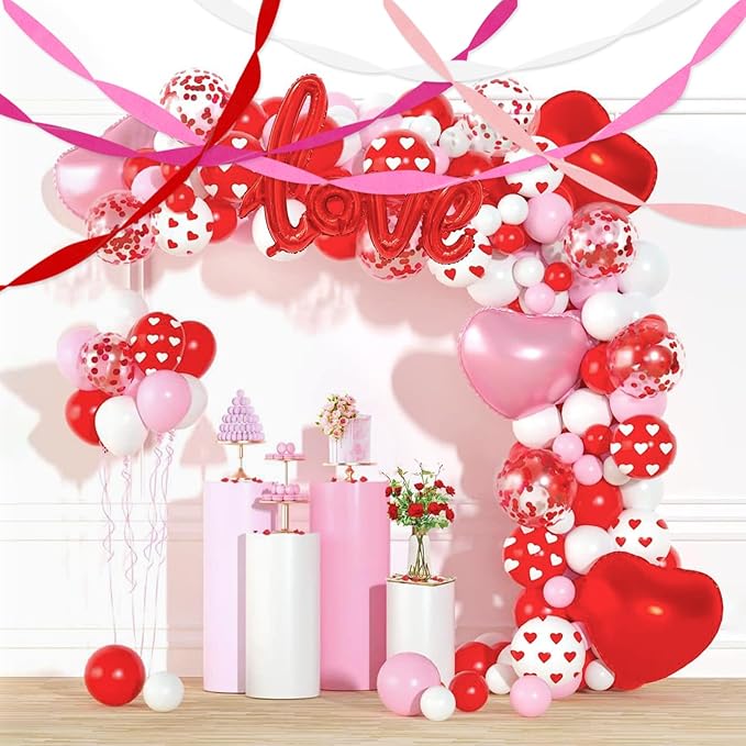 PIGETALE Crepe Paper Streamers 4 Rolls 328ft, Pack of Pink Peach and White Crepe Paper Party Streamers for Birthday Baby Shower Wedding Graduation Party Decorations (1.8Inch x 82Ft/Roll)