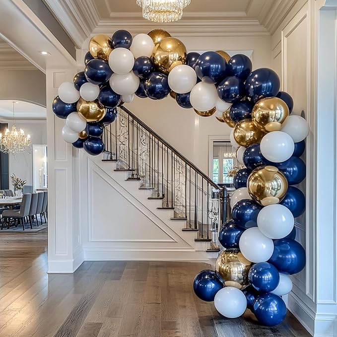 RUBFAC 135pcs Navy Blue Balloons Different Sizes 18 12 10 5 Inch for Garland Arch, Dark Blue Latex Balloon for Graduation Birthday Party Baby Shower Wedding Decorations