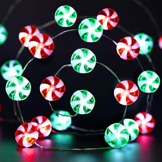 Mudder Candy String Lights Decorarion 10ft with 30 LED 8 Modes Battery Powered Gifts Fairy Lights for Party Classroom Festival Wedding Birthday Bedroom Home Outdoor Indoor(Red and Green)