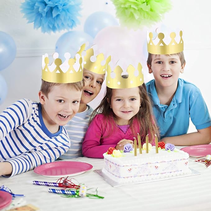 LOCOLO 30 Pieces Golden Paper Crown Gold Paper Crowns Birthday Party Bulk Crown Party Crowns Hats King Crown for Adults Students Hat Party Supplies Favors Celebration Photo Props