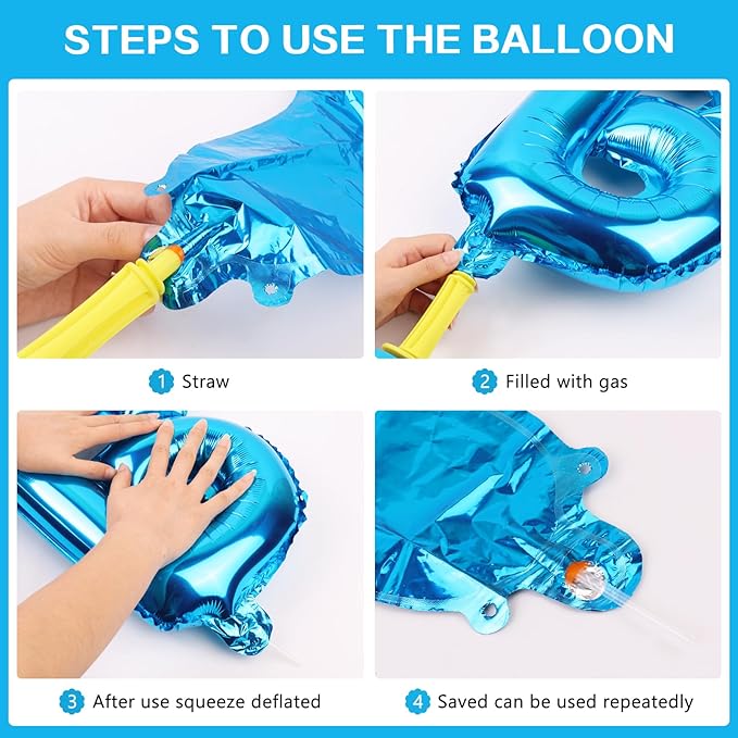Happy Birthday Balloons Banner Blue 16 Inch Mylar Foil Letters