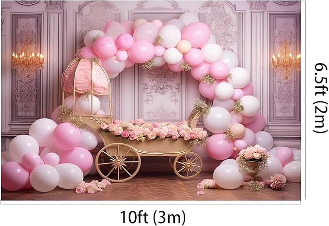 Kate 10x6.5ft Sweet 1st Birthday Party Backdrops for Photography Colorful Balloons Background Baby Bassinet Pink Flowers Backgrounds Children Birthday Party Cake Smash Studio Backdrop