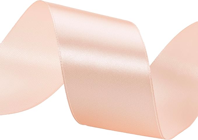 YASEO 1 1/2 Inch Peach Solid Satin Ribbon, 50 Yards Craft Fabric Ribbon for Gift Wrapping Floral Bouquets Wedding Party Decoration
