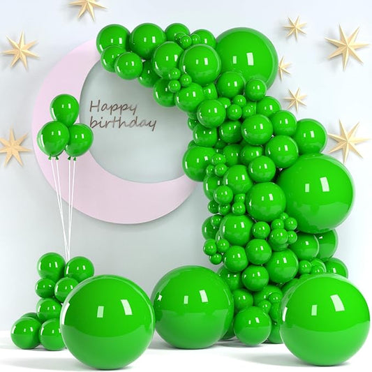 Green Balloons, 140pcs 18 12 10 5 Inch Different Sizes Pack Party Latex Balloons for Birthday Halloween Holiday Balloon Garland as Party Decorations