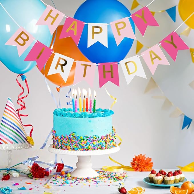 Happy Birthday Banner Party Banner Birthday Hanging Decoration for Women Men Girls Boys Adults Pets Party Backdrop Wall Decor Party Supplies