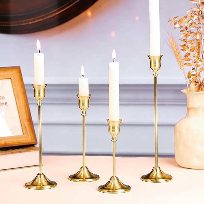 Candlestick Holders, 12PCS Taper Candle Holder for Candlesticks, Gold Candle Holders for Table Centerpiece, Wedding, Party