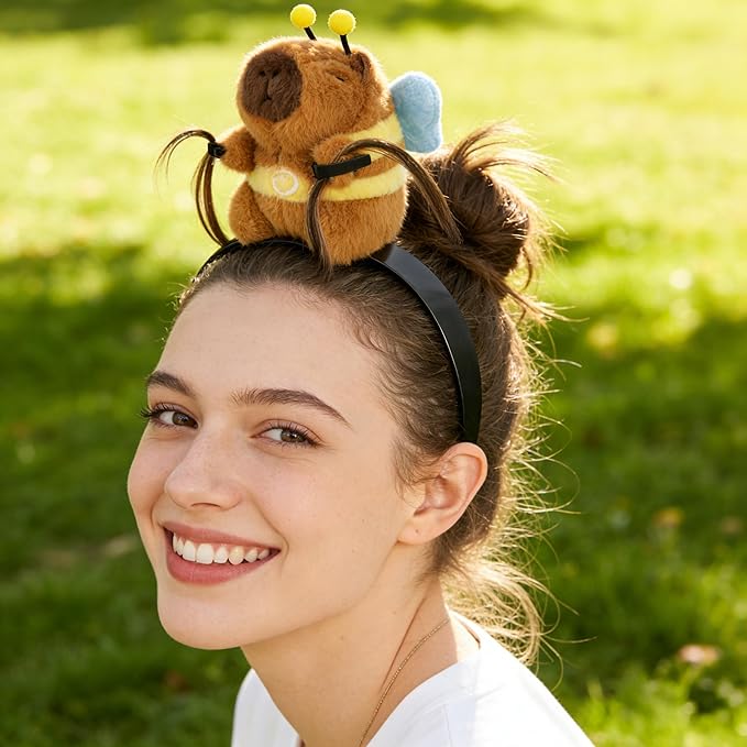 UQJE Adult Capybara Headband Funny Stuffed Capybara Hairband Cute Plush Hairpin Headwear Accessories
