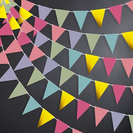 KatchOn, Multicolor Pennant Banner - 60 Ft, 8 Strings, No DIY | Multicolor Flag Banner | Pennant Flag for Birthday, Wedding, Baby Shower, Classroom Decoration | Colorful Garlands for Party Decorations