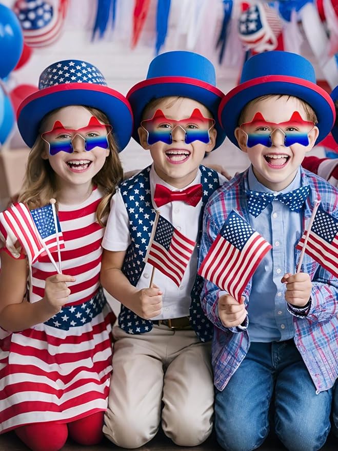 8 Pairs Star Sunglasses 4th of July Glasses Accessories Outfit for Women Adults Patriotic Rimless Sunglasses Party Favors for Birthday Beach Pool