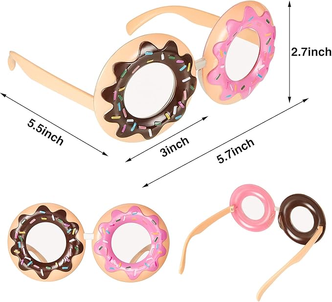 Frienda 2 Pieces Donut Glasses Donut Costume Glasses Novelty Party Donut Eyeglasses for Funny Snack Party Donut Birthday Party Favors Accessories