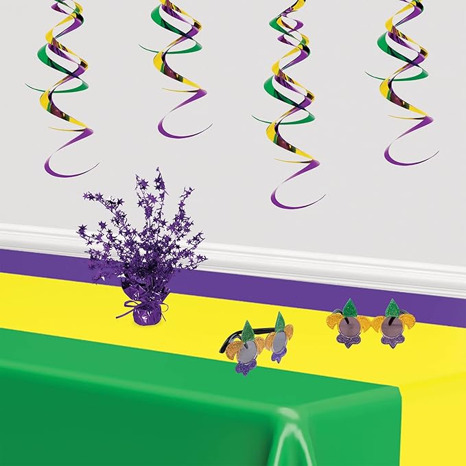 Beistle Star Gleam ‘N Burst Centerpiece, 2-Piece Purple Metallic Table Display for Birthday Parties, Celebrations, Mardi Gras, and Sports Team Decorations, 15”