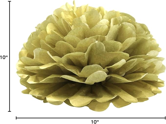 Lightingsky 10pcs Paper Tissue Pom Poms DIY Flowers Ball for Wedding Party Home Decoration (10 inch, Gold)