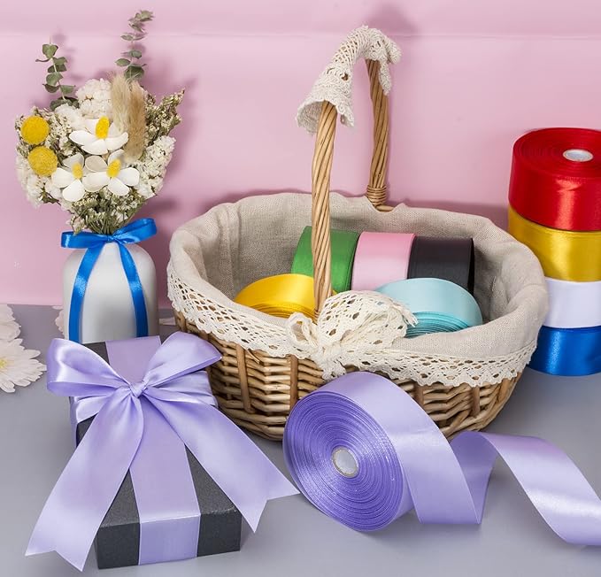 YASEO 1 1/2 Inch Violet Solid Satin Ribbon, 50 Yards Craft Fabric Ribbon for Gift Wrapping Floral Bouquets Wedding Party Decoration