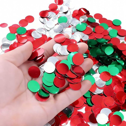 Red white green Round Metallic Foil Confetti 8000 Pcs Multicolor Christmas Shiny Round Table Confetti for Wedding ，Graduation ，Party Decorations,60g of pack