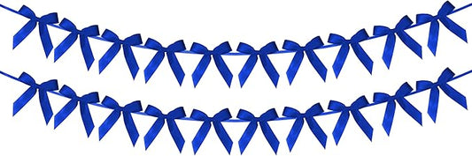 2pcs Royal Blue Bow Garland Banner - 8.3 Feet Coquette Ribbon Bow Decorations for Baby Shower, Birthday Party, Bridal Shower Decor (Royal Blue)