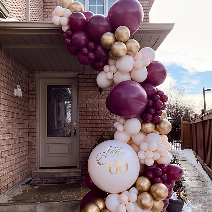 Voircoloria 130pcs Burgundy Balloons Different Sizes 18" 12" 10" 5" Wine Red Balloons for Birthday Graduation Bride Baby Shower Wedding Decorations