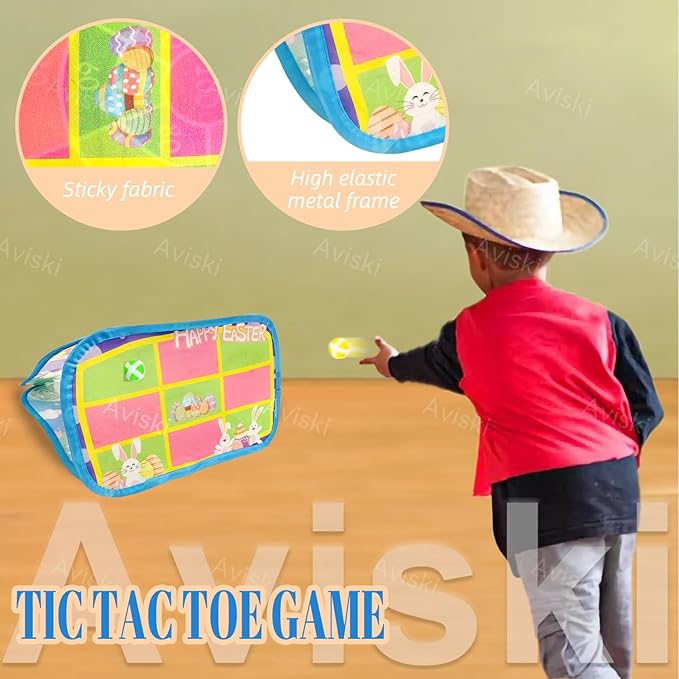 Easter Party Games for Kids, Bean Bag Toss Games Outdoor with Bunny Egg Chick Pattern and Scores, Easter Games and Yard Outdoor Indoor Activities for Family Gathering Toss Game