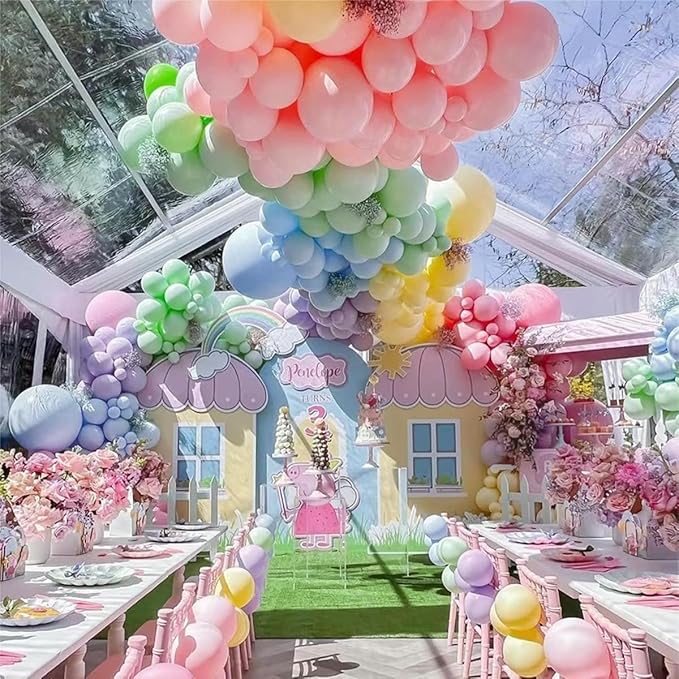 MEBAY Pastel Balloon Garland Arch Kit, 146Pcs Macaron Pink Blue Green Yellow Latex Balloons Different Sizes 18 12 10 5 Inch for Gender Reveal Baby Shower Wedding Birthday Party Decoration