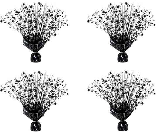 4 Pack Metallic Foil Spray Centerpiece Stars for Wedding, Birthday, Anniversary, Christmas Table Decor, Holiday Festival Baby Shower Graduation Mantle Party Decorations (Black)