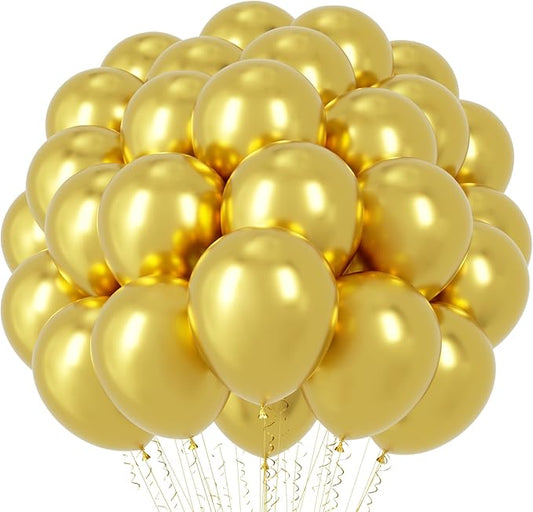 Voircoloria Metallic Gold Balloons, 66pack 12inch Chrome Gold Latex Party Balloons for Graduation, Wedding, New Year, Birthday, Baby Shower, Anniversary Party Decorations