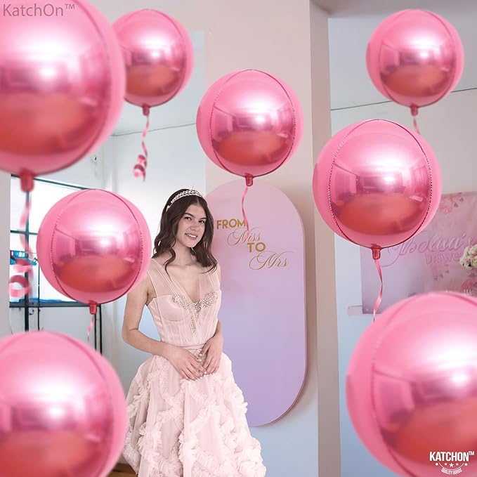 KatchOn, Pink Balloons - 22 Inch, Pack of 12 | Metallic Pink Balloons, Foil Balloon for Pink Party Decorations, Mothers Day Decorations Mothers Day Balloons Bridal Shower, Gender Reveal Birthday Party
