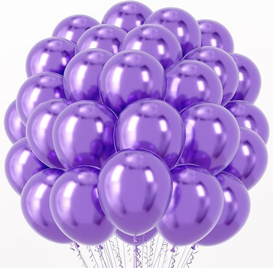 Voircoloria Metallic Purple Balloons, 66pack 12inch Chrome Purple Latex Party Balloons for Birthday Baby Shower Graduation Wedding Valentine's Day Gender Reveal Anniversary Party Decorations