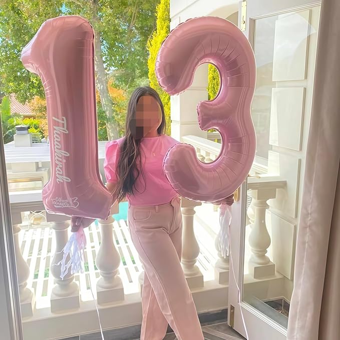 18 Foil Balloon Pastel Pink, 40 Inch Helium Number 1 & 8 Balloon for 18 Year Old Birthday Decorations, Large Self Inflating Mylar 18 Balloon for Girls 18th Birthday Party Anniversary Decor Supplies