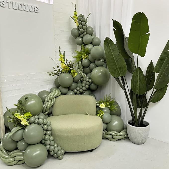 120pcs Sage Green Balloons, 18 12 10 5 inch Sage Balloons Different Sizes Light PastelGreen Balloon Arch Kit for Wedding Bridal Shower Baby Shower Birthday Party Decorations