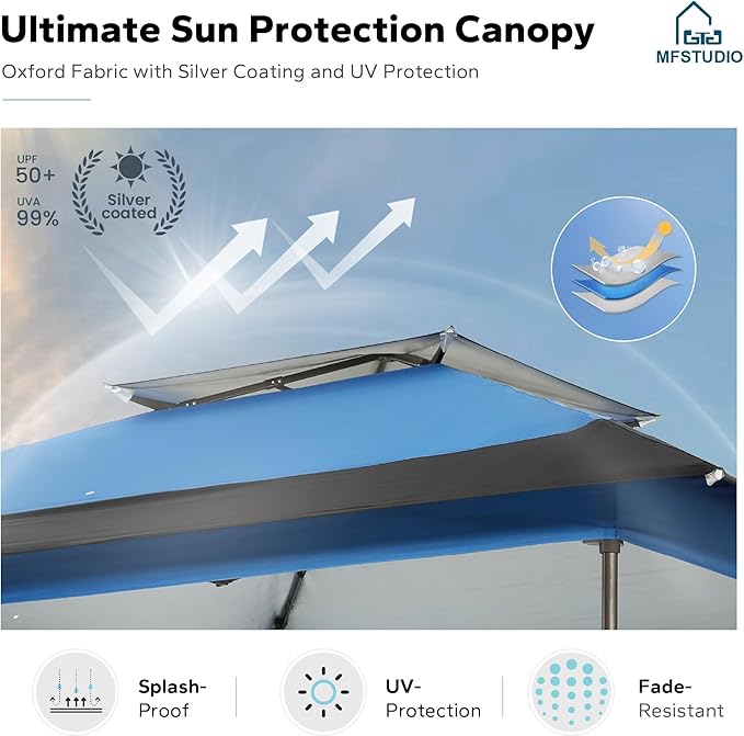MFSTUDIO 13x13 Outdoor Pop Up Canopy Tent,Easy Set up Straight Leg Outdoor Canopies One Push Folding Instant Shelter Tents for Beach,Party and Camping, 169 Sq. Ft of Shade