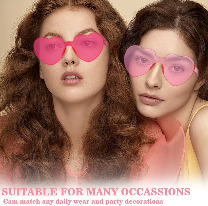 14 Pack Heart Sunglasses, Heart Shaped Sunglasses, Heart Glasses Bulk for Women, Rainbow Sunglasses for Valentine