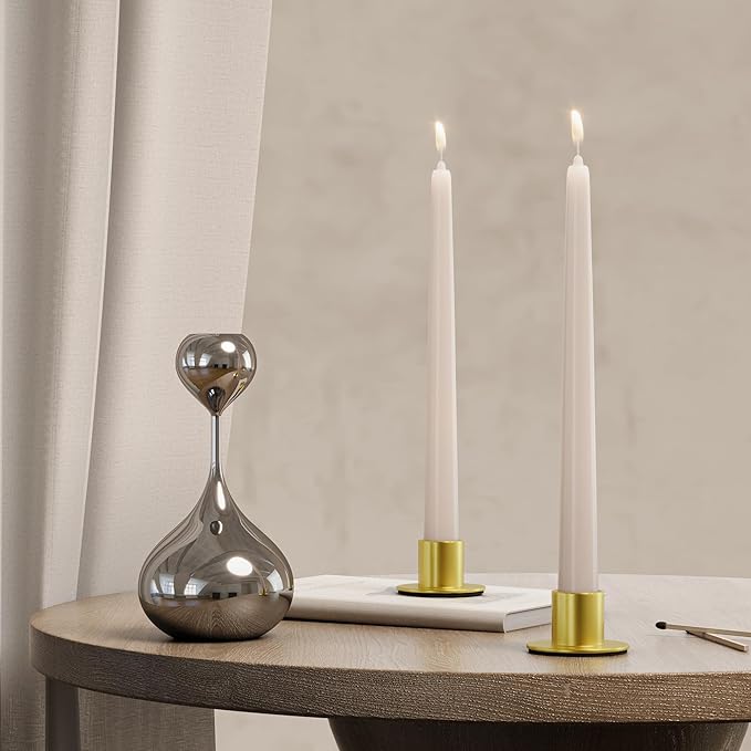 2 PCS Gold Candle Holders - Elegant Taper Candle Holders, Classic Gold Candlestick Holders for Table Centerpiece, Festive Christmas Mantel Display or Sophisticated Home Decor