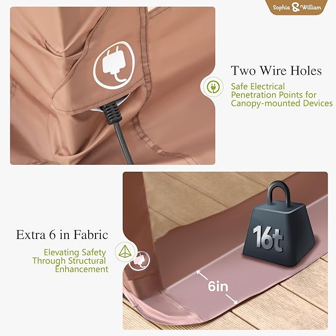 Sophia & William Canopy Tent Pop Up 10x10 ft, Outdoor Patio Portable Commercial Canopies Shelter with Screen Mesh, Roller Bag, 8 Stakes, 4 Guy Ropes, UPF50+ (Brown)