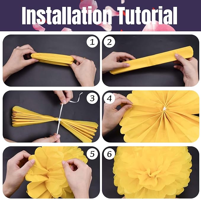Qimoo 20pcs Dark Purple Paper Pom Poms Decorations, DIY Tissue Paper Flowers Ball for Party Wedding Outdoor Decoration
