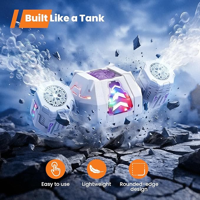 GoGonova Bubble Machine, 30000+ Bubbles/Min Rechargeable Kids Bubble Machine, Big Bubble Blower Maker, 360° Auto Rotation & 2 Speeds, 7-Color LED Lights, Mecha Overlord