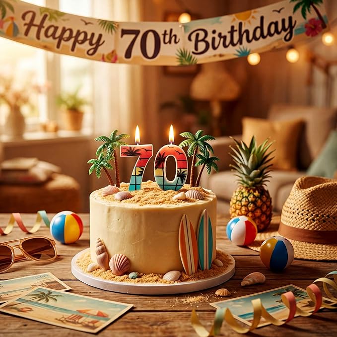 Conelist 70th Birthday Candles for Cake Vintage 1956 Cake Topper Retro 70th Happy Birthday Party Decorations for Men Women 1956, 2 Pack Number 70 Candle for 70 Years Wedding Anniversary Party Supplies