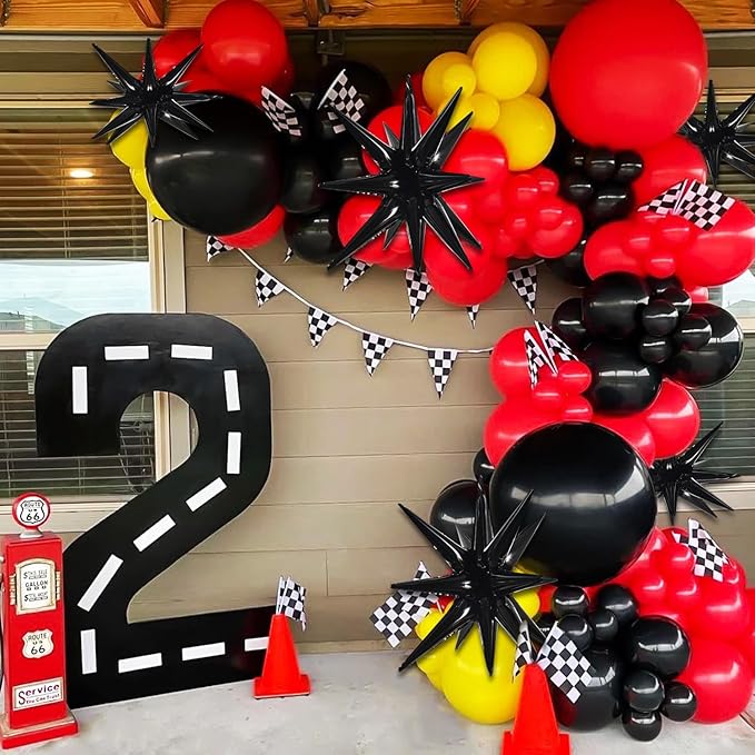 TONIFUL 8 Pcs Black Star Foil Balloons Large Star Balloons Black Explosion Mylar Balloons for Party Backdrop Christmas New Year Halloween Birthday Wedding Baby Shower Anniversary Photo Booth Supplies