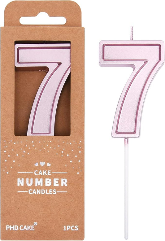 PHD CAKE 2.76 Inch Luxe Rose Gold 7 Number Birthday Candles, Rose Gold Number Candles, Cake Number Candles, Party Celebration