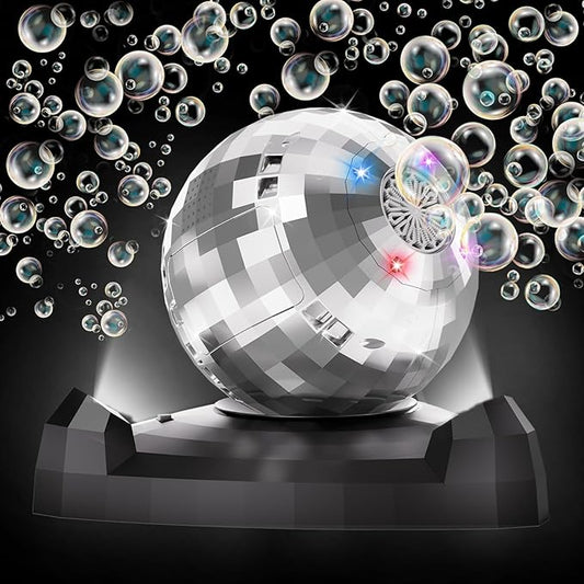 Bubble Machine for Kids & Toddlers 1-3, Automatic Disco Bubble Blower Maker with Bubble Solution, LED Lights & 360° Rotation, 10000+ Bubbles Per Min, Outdoor Game Toy for Easter Birthday Party