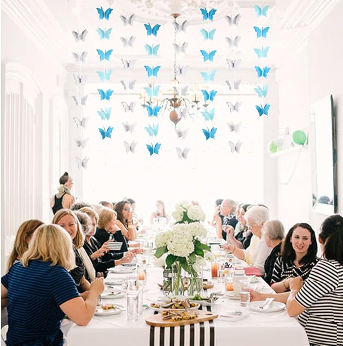 Butterfly Banner Decorative Paper Garland for Wedding Baby Shower Birthday Theme Decor 110 Inches Long Pack of 2 Pieces White