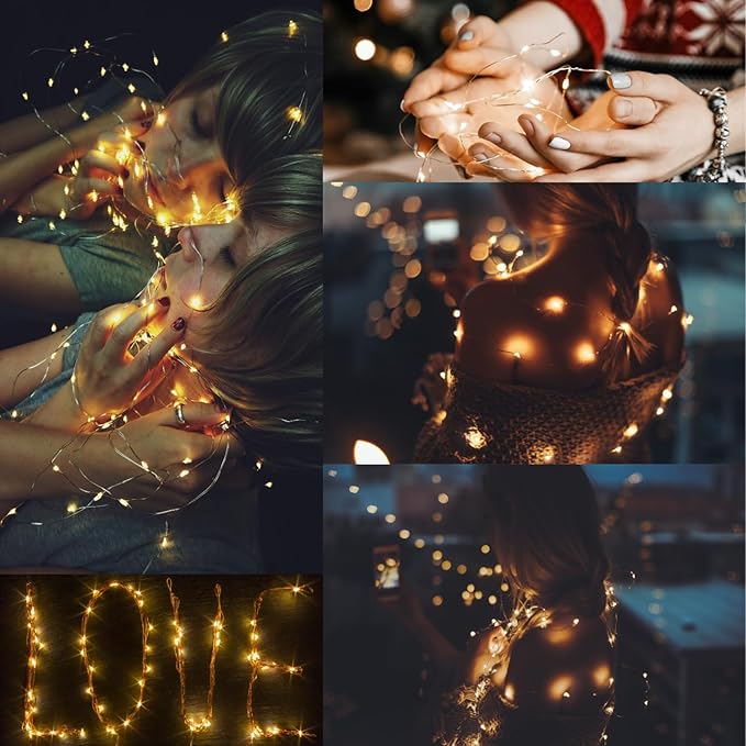CYLAPEX 24 Pack Fairy Lights Battery Operated 7ft 20 LED Mini String Lights Silver Wire Firefly Starry Moon Lights for Wedding Mason Jars Party Christmas Centerpiece Table Decorations, Warm White