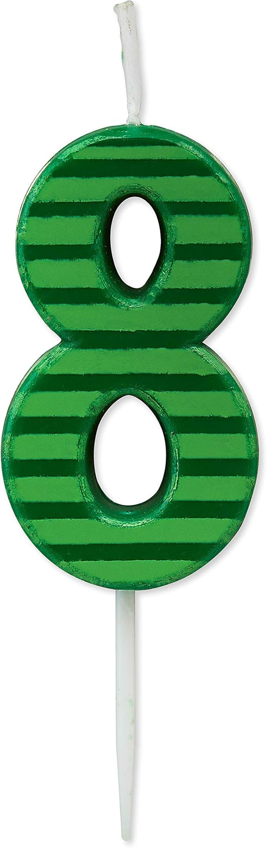 Papyrus Number 8 Birthday Candle, Green Stripes (1-Count)