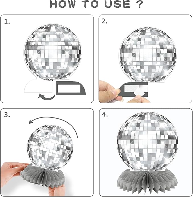 Disco Centerpieces for Tables Silver 70s Party Decorations Flat Disco Ball Décor for Classroom Birthday Wedding (Not Ball)